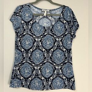Blue Patterned Women's Top, Size L